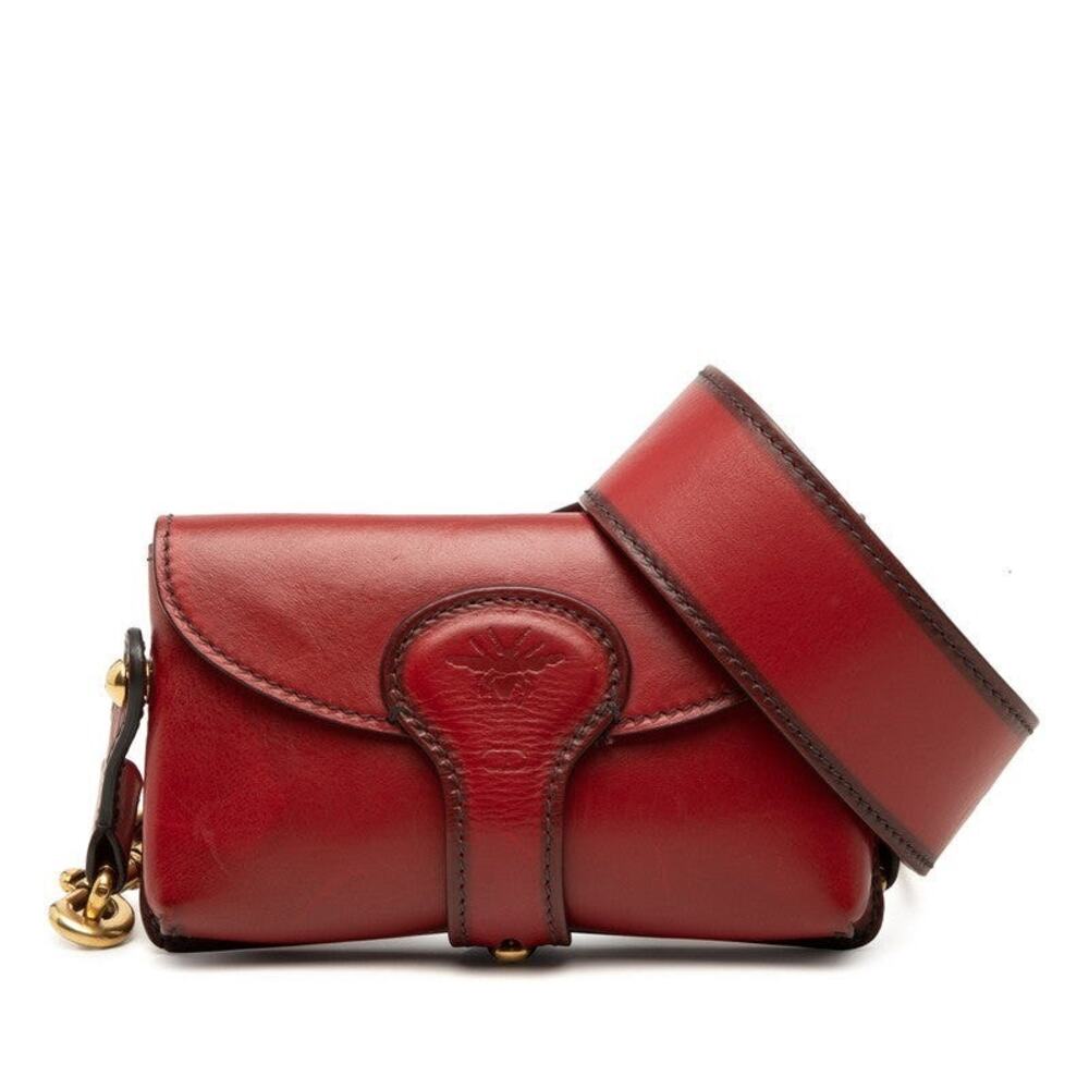 Dior Leather D-Bee Shoulder Bag Red